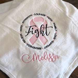 Embroidered soft cancer blanket, breast cancer blanket, cancer gift, cancer blanket, personalized blanket, 50x60, blanket, cancer, keepsake
