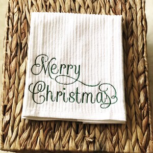 Christmas embroidered bar mop towels, merry christmas, joy, christmas kitchen towels, christmas kitchen bar mop towels, christmas decor