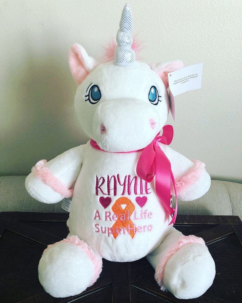 Personalized Embroidered Cancer Unicorn Personalized Stuffed Etsy