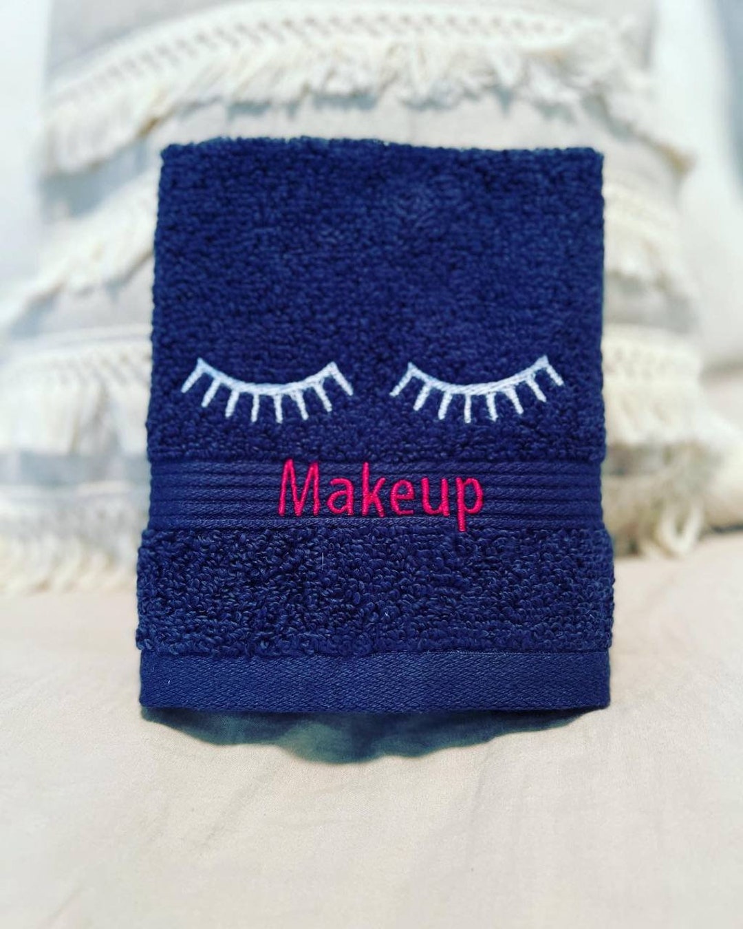 Makeup Wash Cloth, Make up Removal Wash Cloth, Embroidered Make up Towel, Guest Bath Wash Cloth