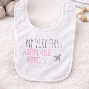 My very first airplane ride baby bib, embroidered baby bib, babies first bib, baby bib, personalized baby bib, unisex baby bib, airplane bib