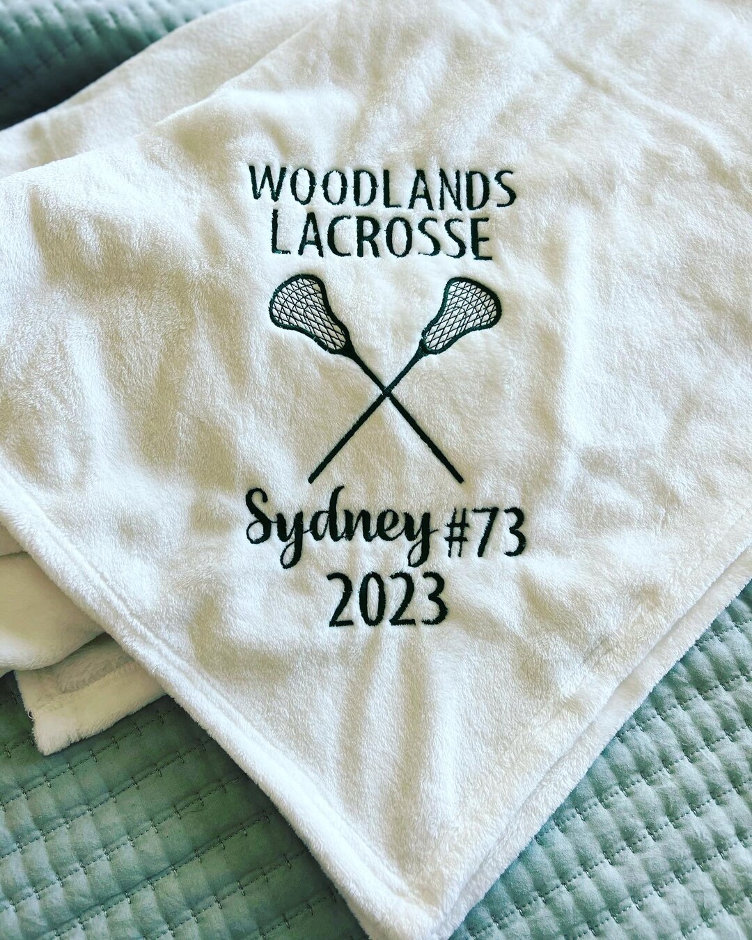 Personalized Embroidered Lacrosse Blanket, Graduation Blanket, Senior