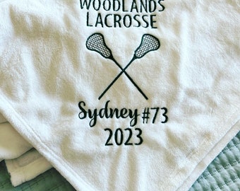 Personalized embroidered lacrosse blanket, graduation blanket, senior gifts, senior blanket, graduation gift, lacrosse gifts, 50x60, blanket