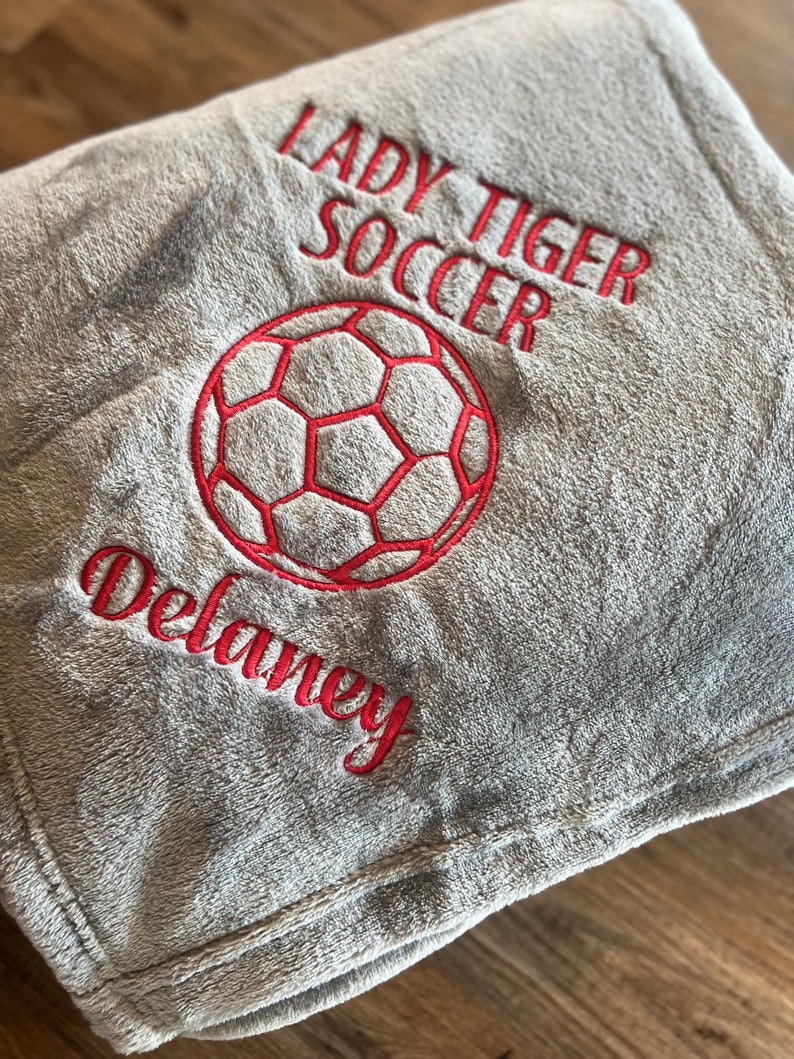 Personalized soccer blanket, senior soccer blanket, embroidered blanket, senior gifts, graduation gifts, soccer gifts, soccer blanket, gift image 8