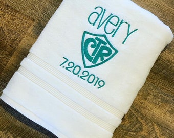Personalized embroidered ctr bath towel, lds baptism gifts, ctr gifts, ctr towel, baptism towel, baptism gift, ctr, personalized gift