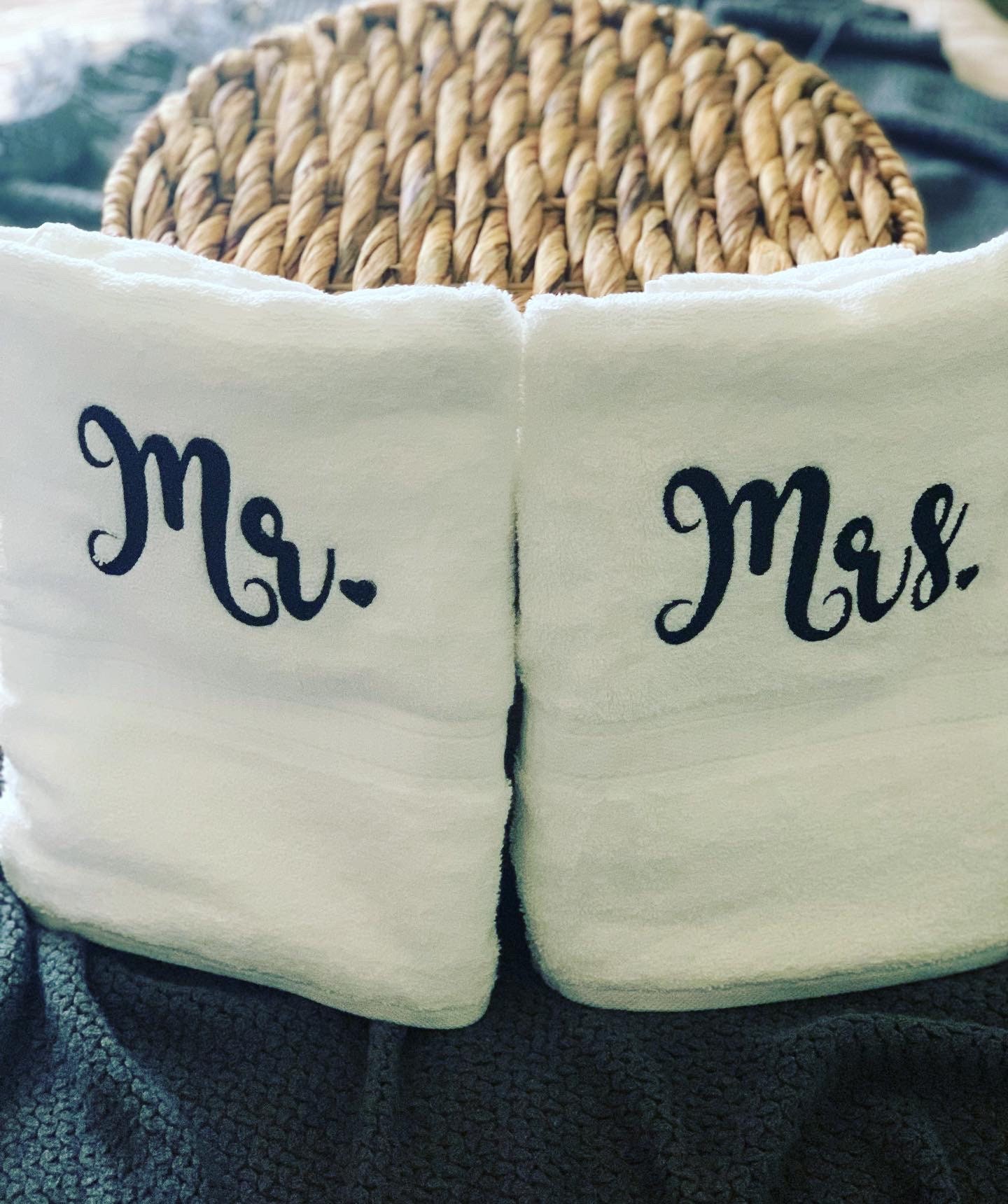 Plaid Mr. and Mrs. Custom Hand Towels