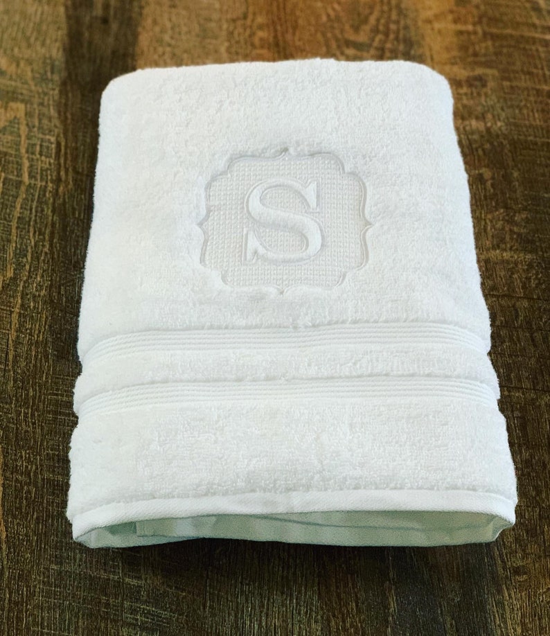 Personalized embossed embroidered bath towel full size bath Etsy