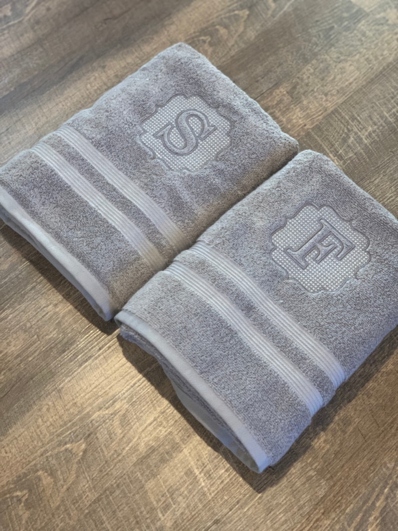 Personalized embossed embroidered bath towel full size bath Etsy