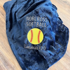 Personalized embroidered softball blanket, graduation blanket, senior gift, senior blanket, softball gifts, 50x60, graduation gift, softball