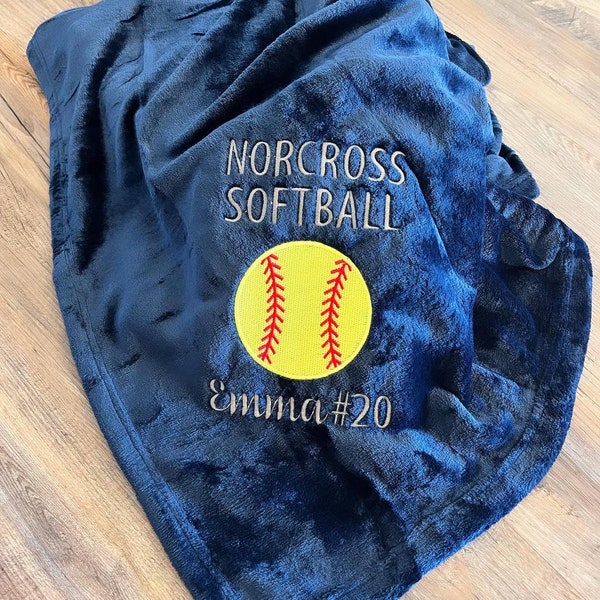 Personalized embroidered softball blanket, graduation blanket, senior gift, senior blanket, softball gifts, 50x60, graduation gift, softball