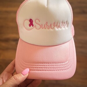 Survivor hat, breast cancer hat, foam trucker hat, embroidered cancer hat, foam trucker hat, breast cancer survivor hat, womens hat, cancer