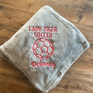 Personalized soccer blanket, senior soccer blanket, embroidered blanket, senior gifts, graduation gifts, soccer gifts, soccer blanket, gift image 6