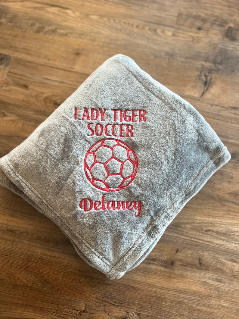 Personalized soccer blanket, senior soccer blanket, embroidered blanket, senior gifts, graduation gifts, soccer gifts, soccer blanket, gift image 6