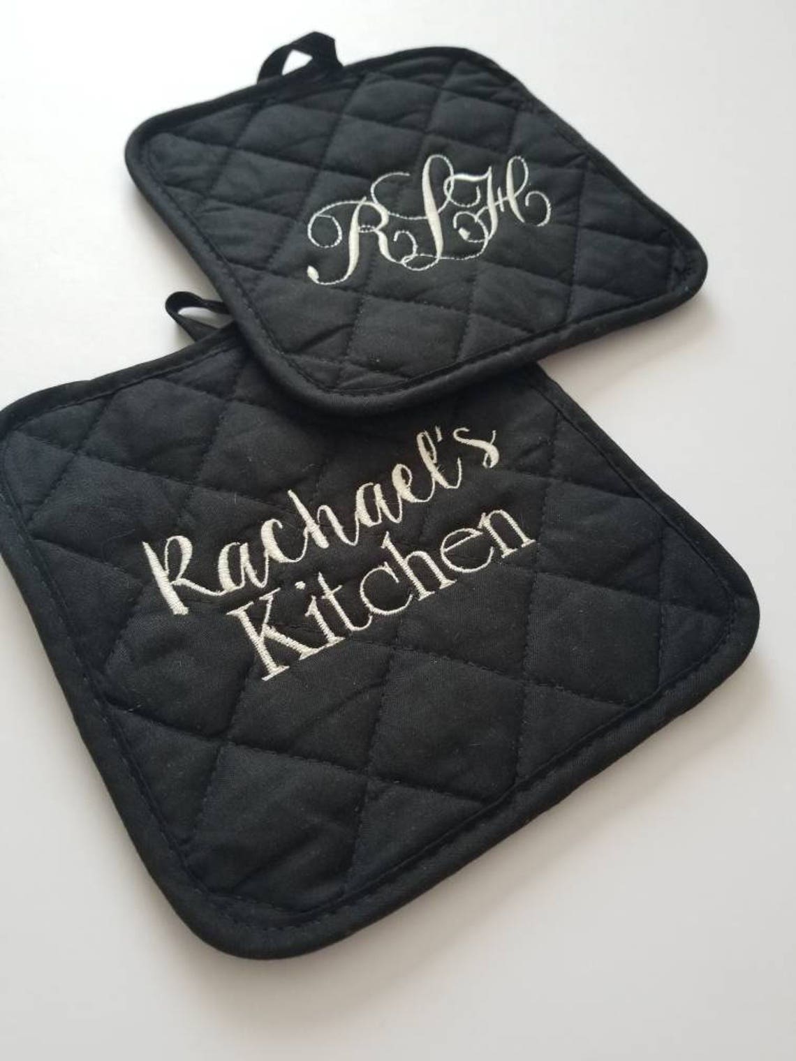 Personalized embroidered pot holders your name potholders Etsy