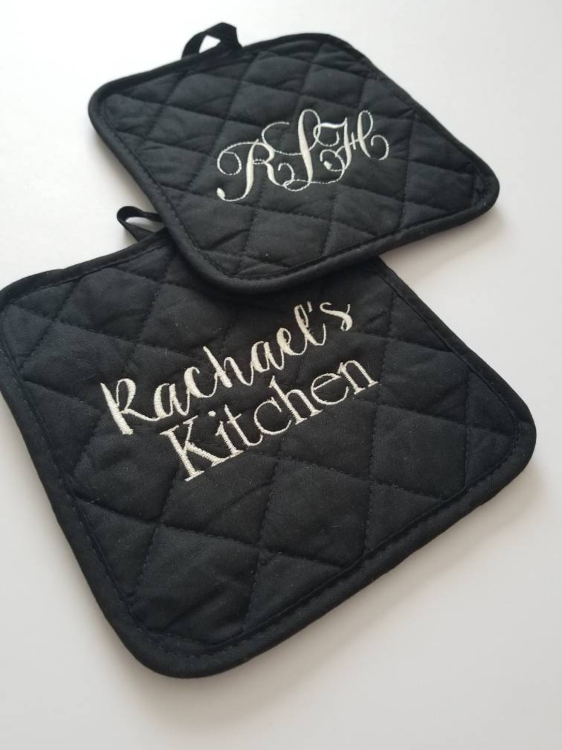 Personalized embroidered pot holders your name potholders Etsy