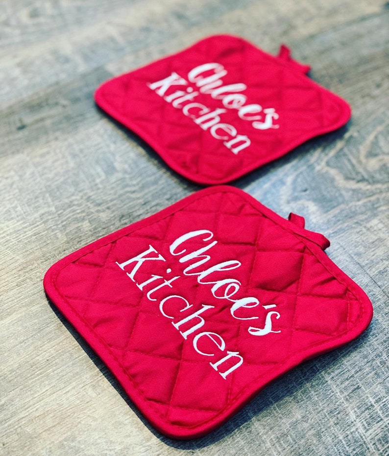 Personalized Embroidered Pot Holders Your Name Potholders Etsy