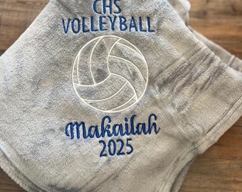 Personalized volleyball blanket, senior volleyball blanket, embroidered blanket, senior gifts, graduation gifts, volleyball gifts, blanket