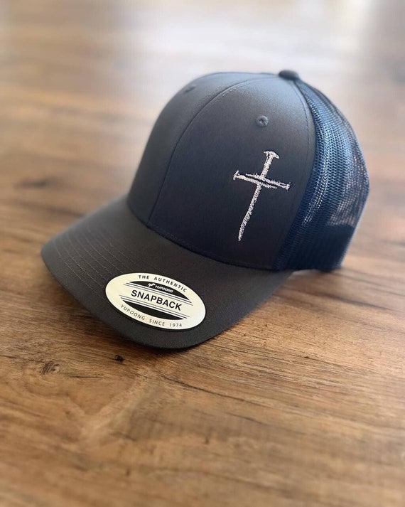 Men's Trucker Hat, Three Nails Hat, Cross Hat, Christian Clothing, Embroidered Men's Cap, Men's Jesus Hat, Religious Hat, Three Nails Cross