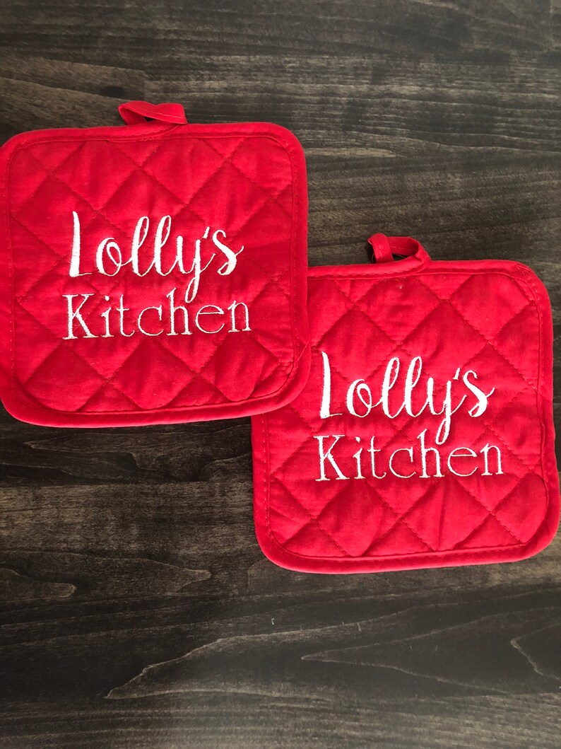 Personalized Embroidered Pot Holders Your Name Potholders Etsy