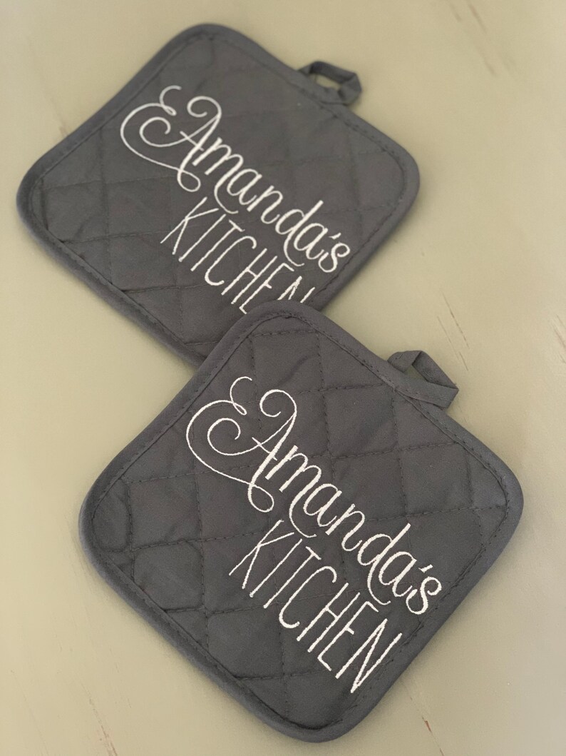 Personalized Embroidered Pot Holders Your Name Potholders Etsy