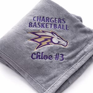 Add your school logo, custom blanket, personalized school blanket, college blanket, high school blanket, embroidered sports blanket, sports