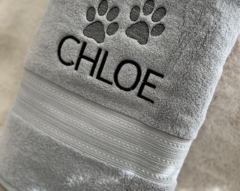 Personalized embroidered pet towel, dog grooming towel, new puppy gift, dog towel, paw print, pet bath towel, grooming towel, pet gifts