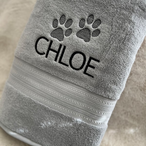 Personalized embroidered pet towel, dog grooming towel, new puppy gift, dog towel, paw print, pet bath towel, grooming towel, pet gifts