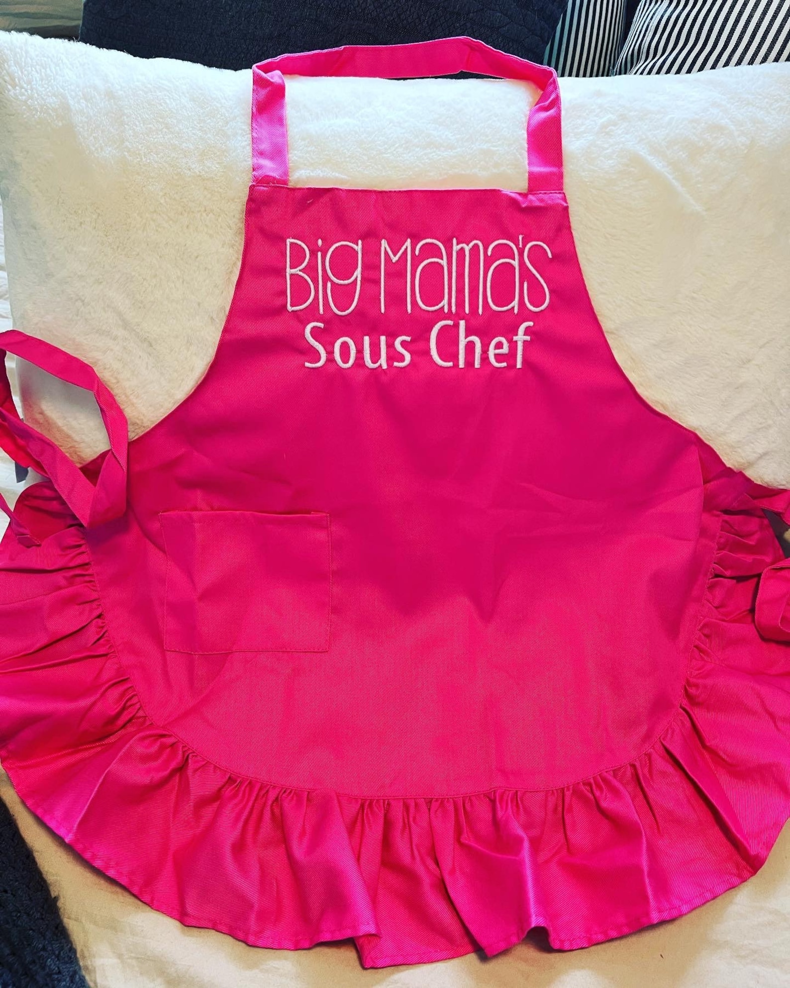 Kids Denim Apron - Apple Embroidery