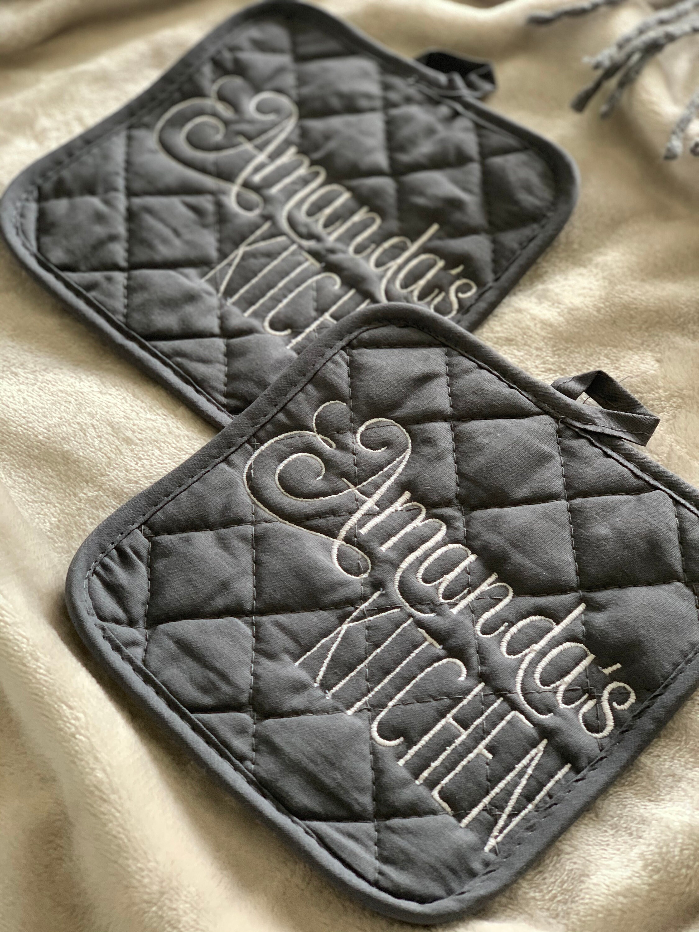 Personalized Embroidered Pot Holders Your Name Potholders Etsy