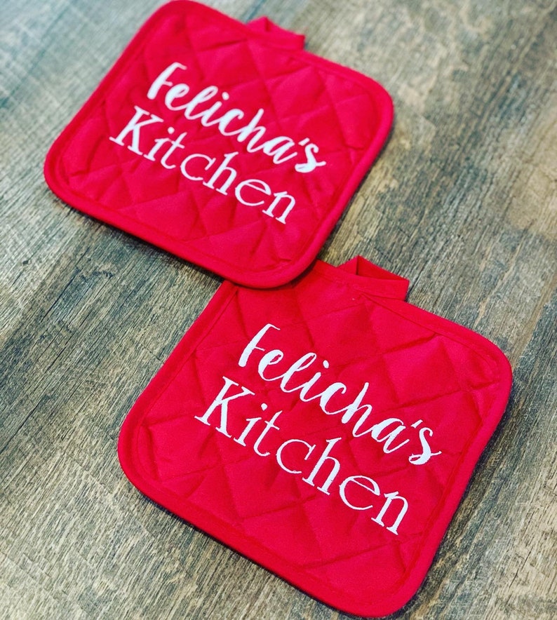 Personalized Embroidered Pot Holders Your Name Potholders Etsy