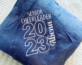 Personalized cheerleader blanket, senior cheerleader blanket, embroidered blanket, senior gifts, graduation gifts, cheerleader gifts, cheer