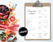 Dinner Ideas / Editable Printable / Meal planning
