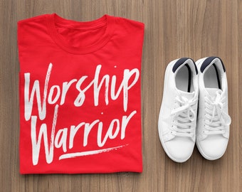 Worship Warrior T-Shirt, Christian Apparel, Worship, Musician, Scripture shirt, Faith Apparel,  V Neck T-Shirt, Religious shirt, Christian