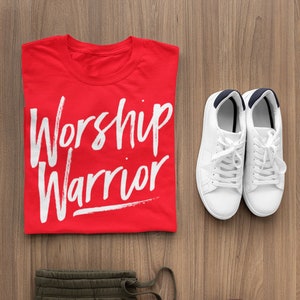 Worship Warrior T-Shirt, Christian Apparel, Worship, Musician, Scripture shirt, Faith Apparel,  V Neck T-Shirt, Religious shirt, Christian