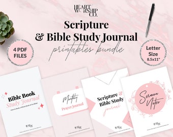 Bundle Bible Study & Prayer Journal, Printable, Bible Study Journal, Planner, Christian Journal, Prayer Journal, Scripture, Bible Journal,