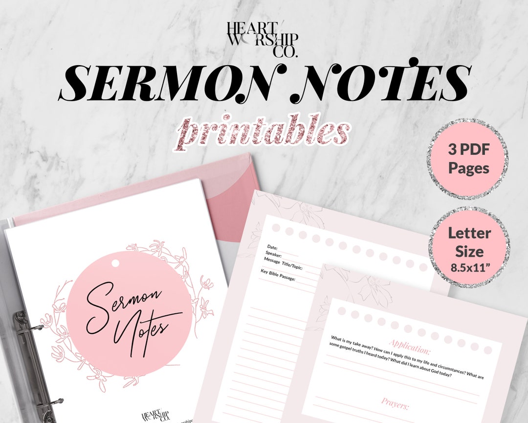 Sermon Notes, Printable, Christian Planner, Christian Journal ...