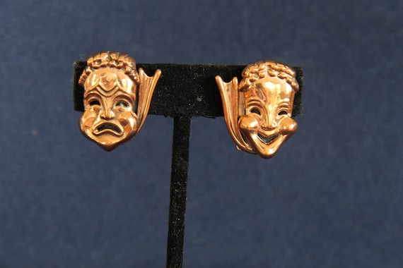 Vintage Renoir Comedy / Tragedy Earrings - image 1