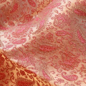 Spectacular Vintage Pink Metallic Paisley Brocade Fabric, Dress Yardage