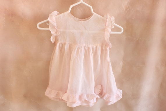 Darling Vintage Pink Ruffled Organdy Child's Dress - image 1