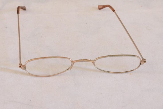 Mini Goldtone Reader Glasses, Funky Shape for Cos… - image 1