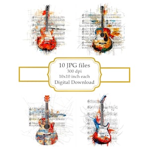 Gitarre Noten Seite JPG Clipart Bundle-Digital Download