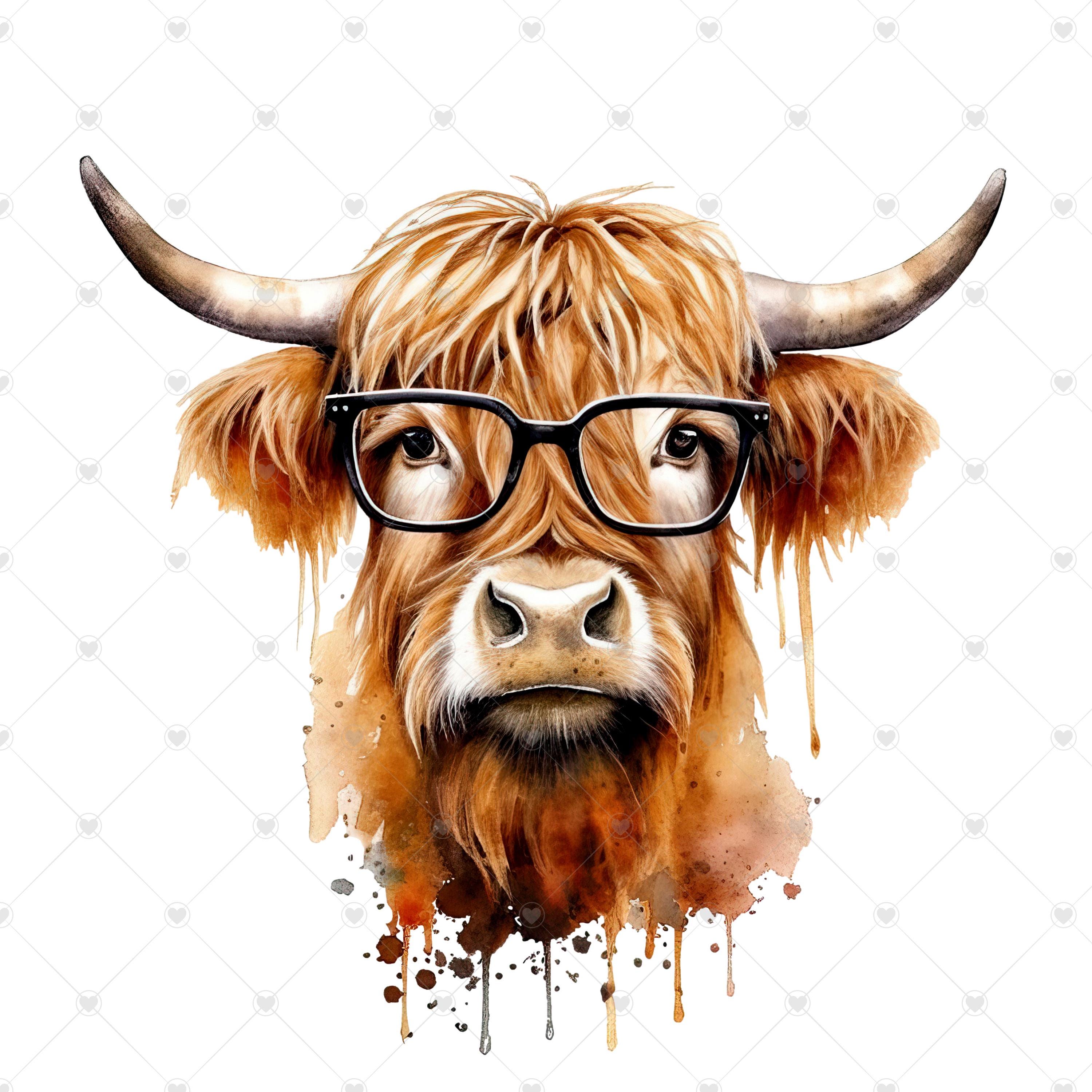 Highland Cow With Glasses PNG Clipart Bundle- Digital Download - Etsy