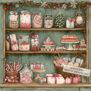 Christmas Candy Shop plank clipart bundel-10 hoge kwaliteit aquarel jpg's-wintervakantie, journaling, scrapbook levering, digitale download