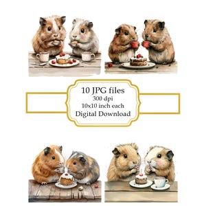 Cavy Pigs Eating Cake JPG Clipart Bundle- Digital Download