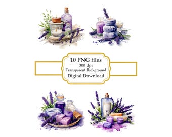 Lavender Spa Set PNG Clipart Bundle- Digital Download