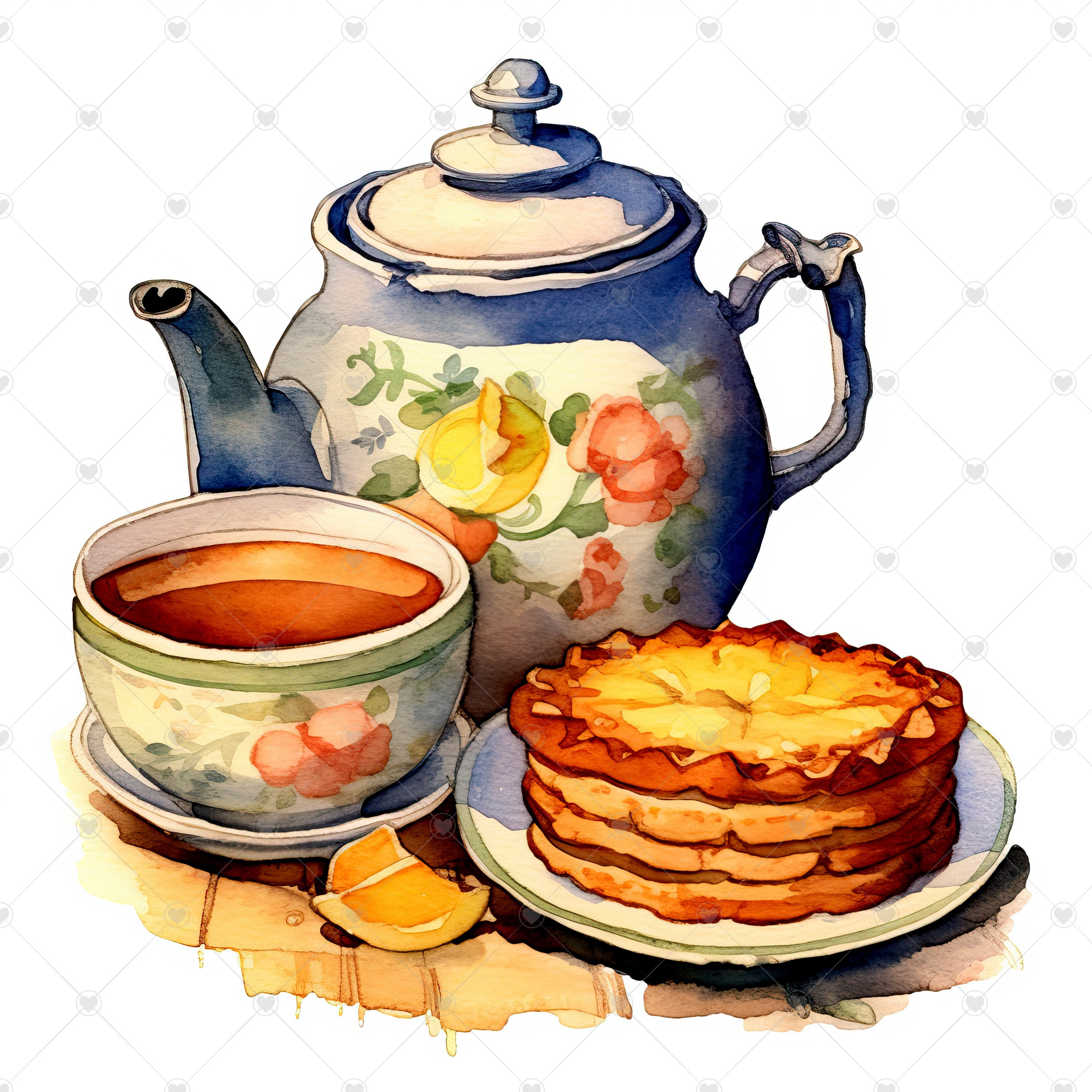 Tea Time With Dessert Clipart Bundle 10 High Quality - Etsy