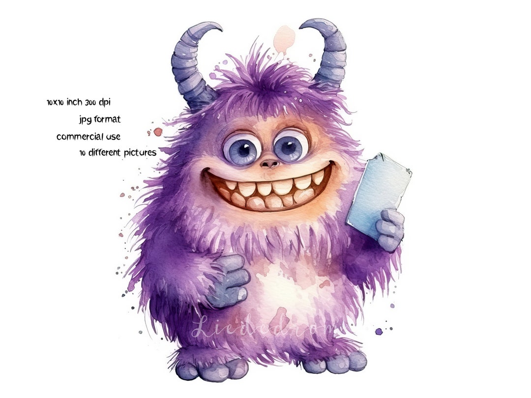 Cute Fluffy Purple Monster Clipart Bundle 10 High Quality - Etsy