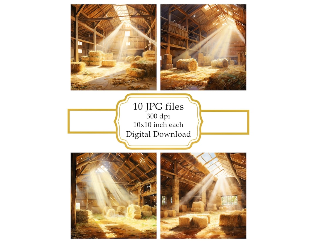 Sun Rays Shining Through an Old Barn JPG Clipart Bundle- Digital ...