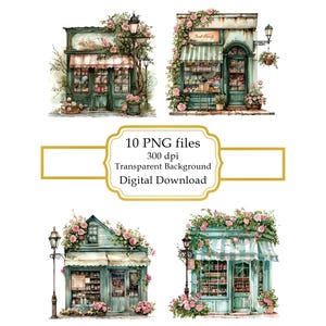Shabby Chic Pink Floral Storefront PNG-clipartbundel-digitale download
