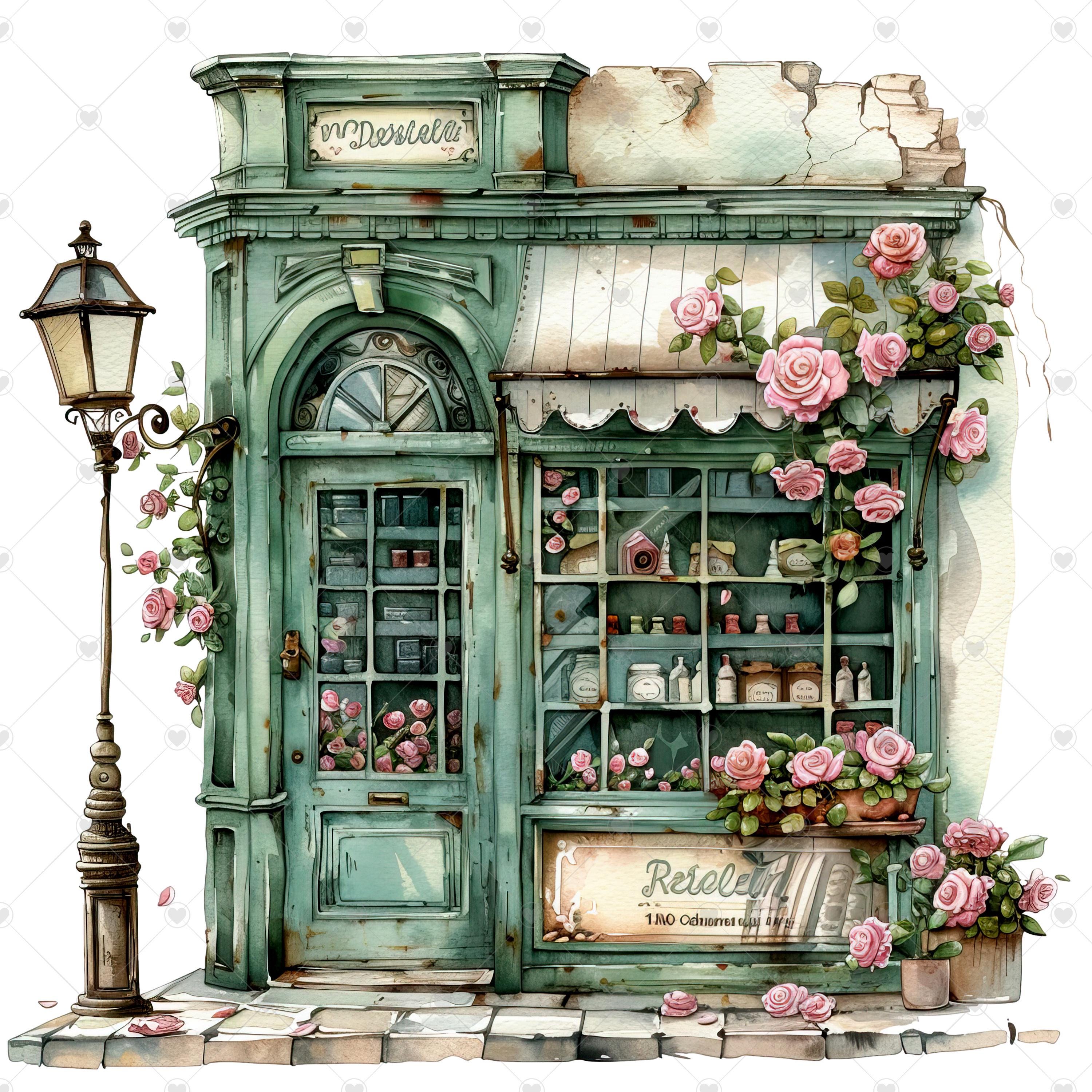 Shabby Chic Pink Floral Storefront PNG Clipart Bundle- Digital Download ...